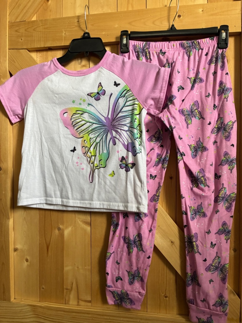 Pink & White Butterfly Pajama set